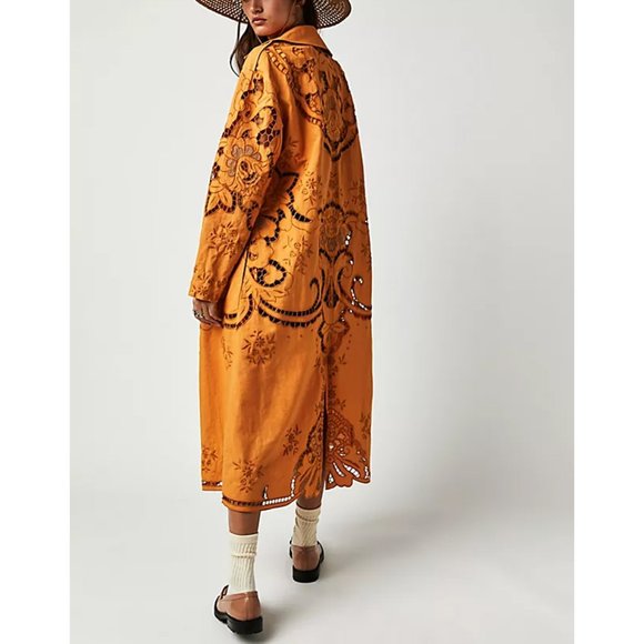 🎉LAST CHANCE🎉 FREE PEOPLE Susanna Duster / Mustard Brown - Picture 4 of 9